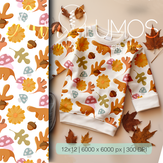 Autumn floral Cottagecore Seamless Pattern