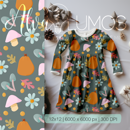 Cottagecore Autumn nights Seamless Pattern