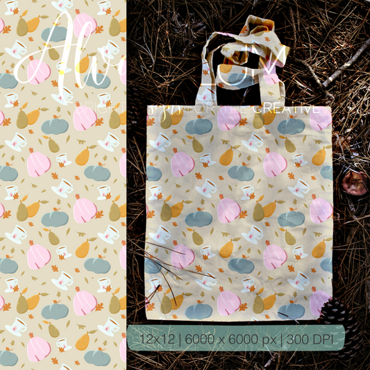 Autumn pumpkin Cottagecore Seamless Pattern