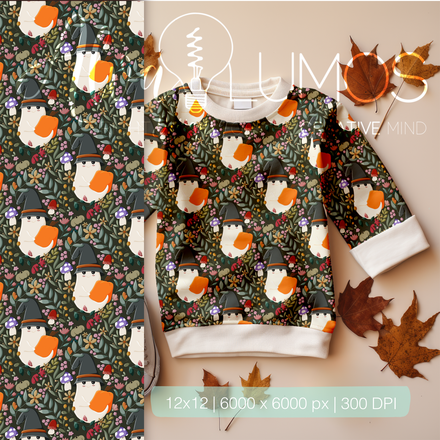 Cottagecore Halloween spooky Seamless Pattern