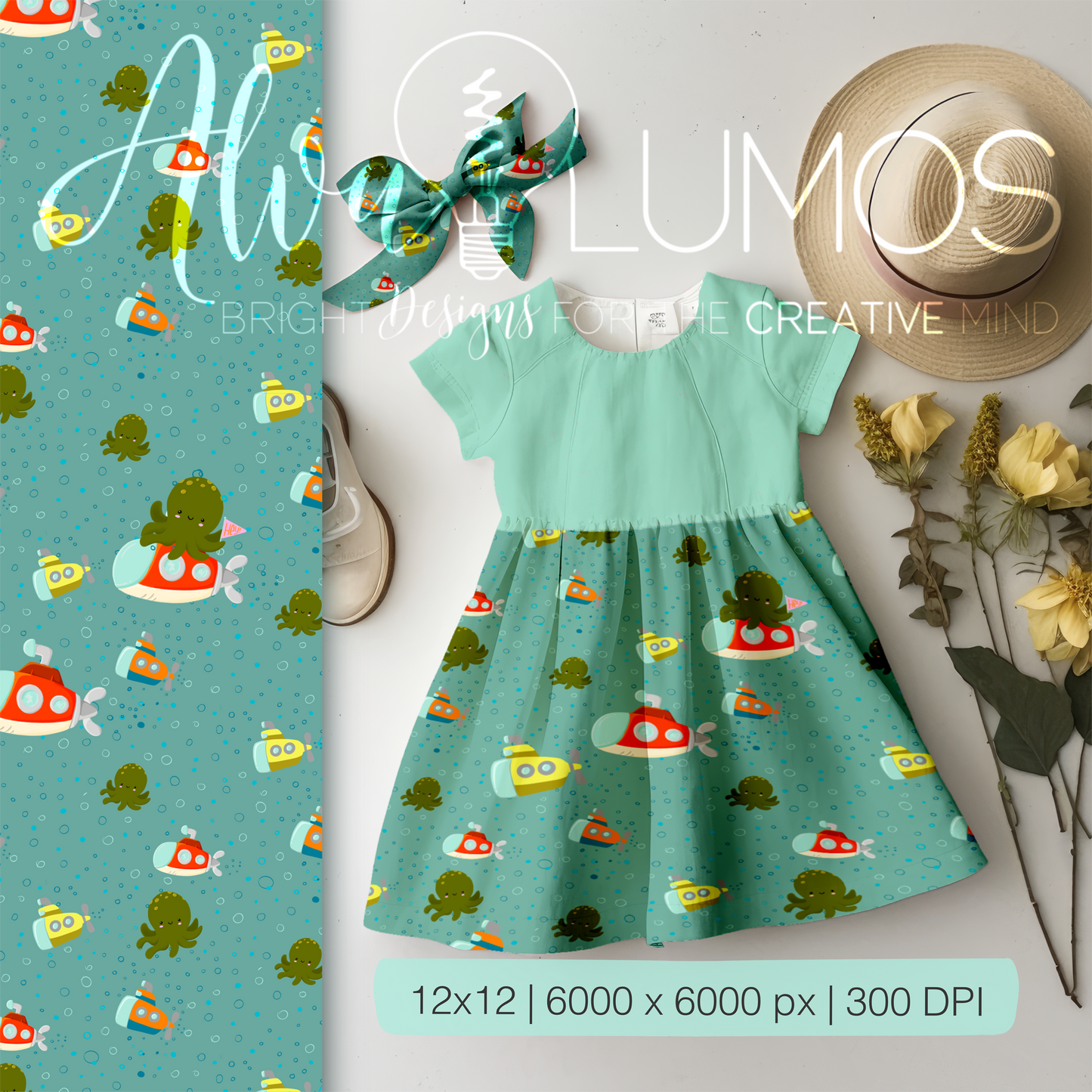 Little submarines kids Seamless Pattern
