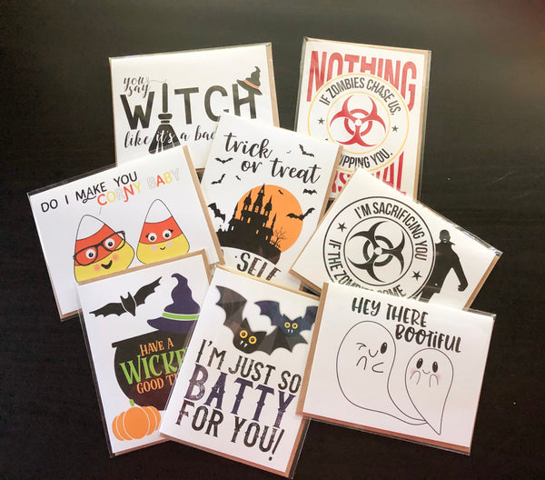 Funny halloween box set of blank cards