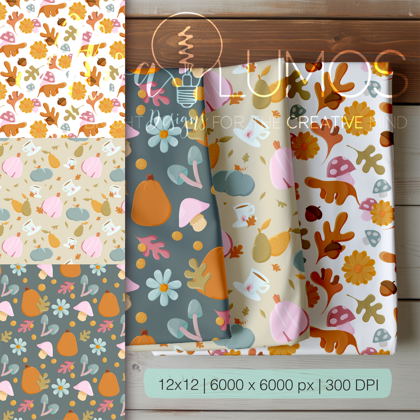 Pastel Fall trio Seamless Pattern