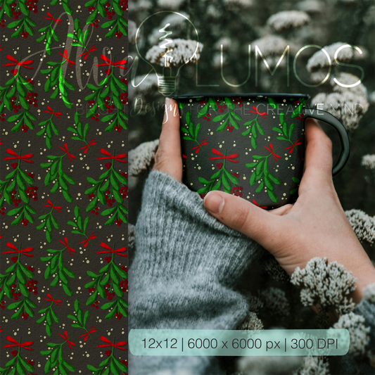 Mistletoe watercolor Seamless Pattern