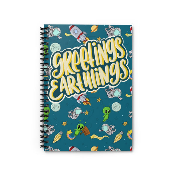 Greetings earthling blue Spiral Notebook - Ruled Line