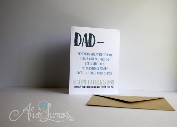 Thanks for always being there for me! funny father's day card