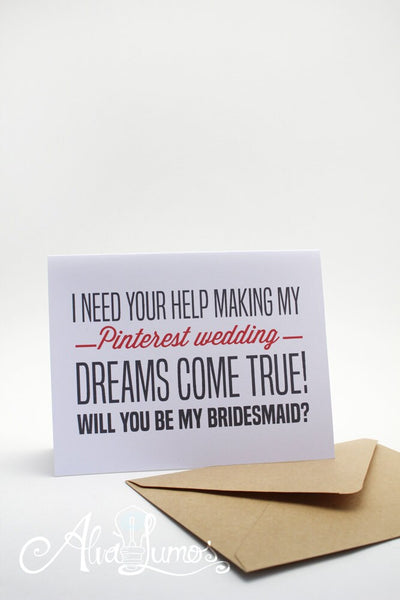funny bridesmaid proposal bridal party card