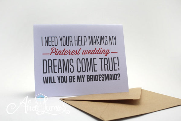 funny bridesmaid proposal bridal party card
