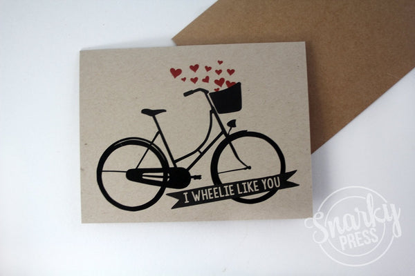 I wheelie like you card cute bicyclist love card