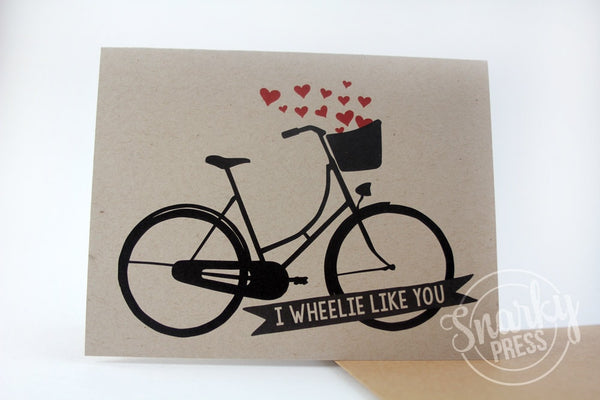 I wheelie like you card cute bicyclist love card
