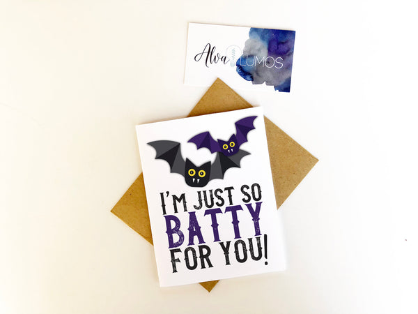 I'm so batty for you Halloween card