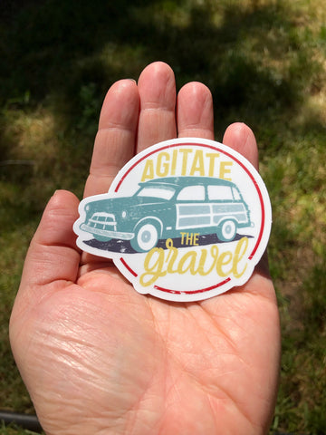 Agitate the Gravel vintage car sticker