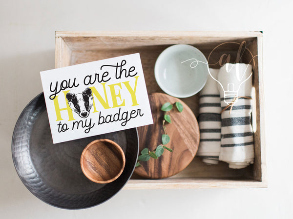 you are the honey to my badger funny valentines card