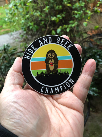 Bigfoot hide and seek champion sticker