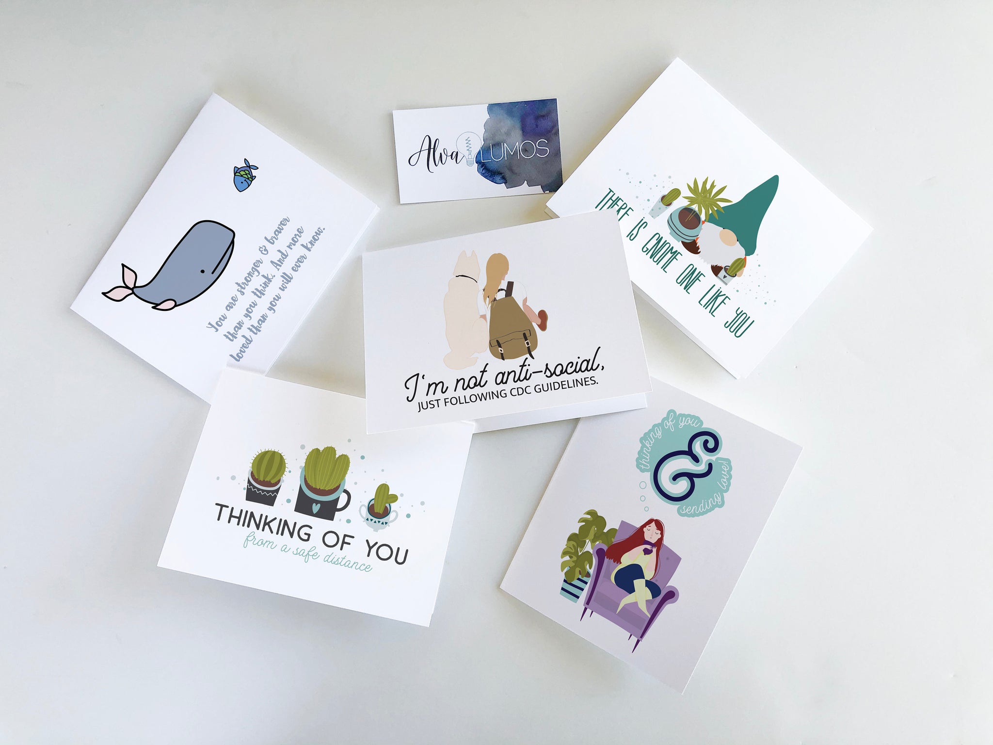 Assorted set of 5 Thinking of you cards