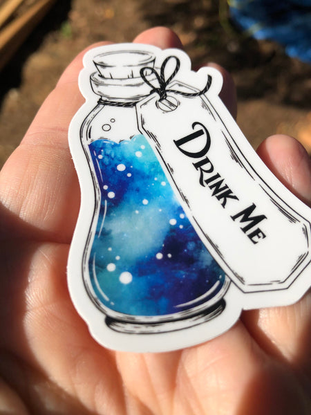 Drink me galaxy sticker