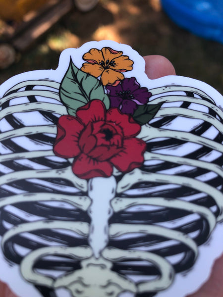 Witchy vibes sticker floral sticker skeleton vinyl decal