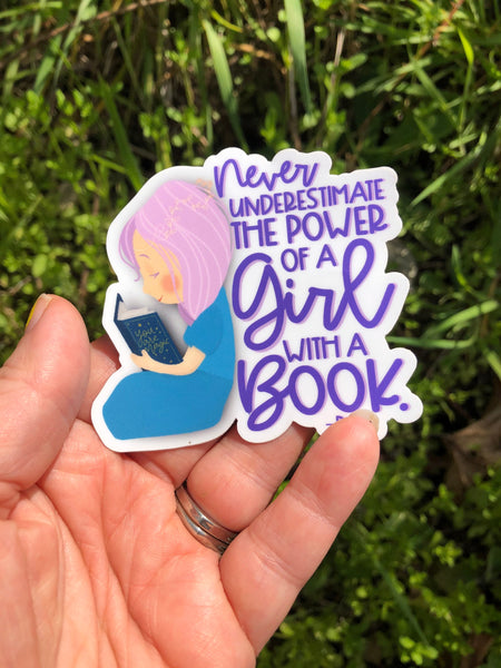 Never underestimate the power of a girl with a book RBG sticker