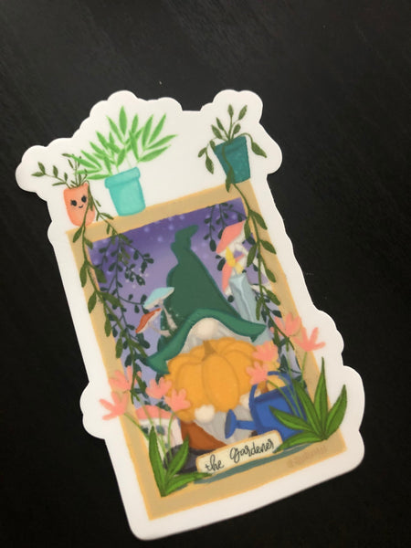 Garden Gnome Tarot card sticker