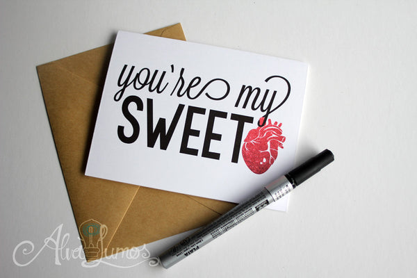 You're my sweetheart, anatomical heart valentines card